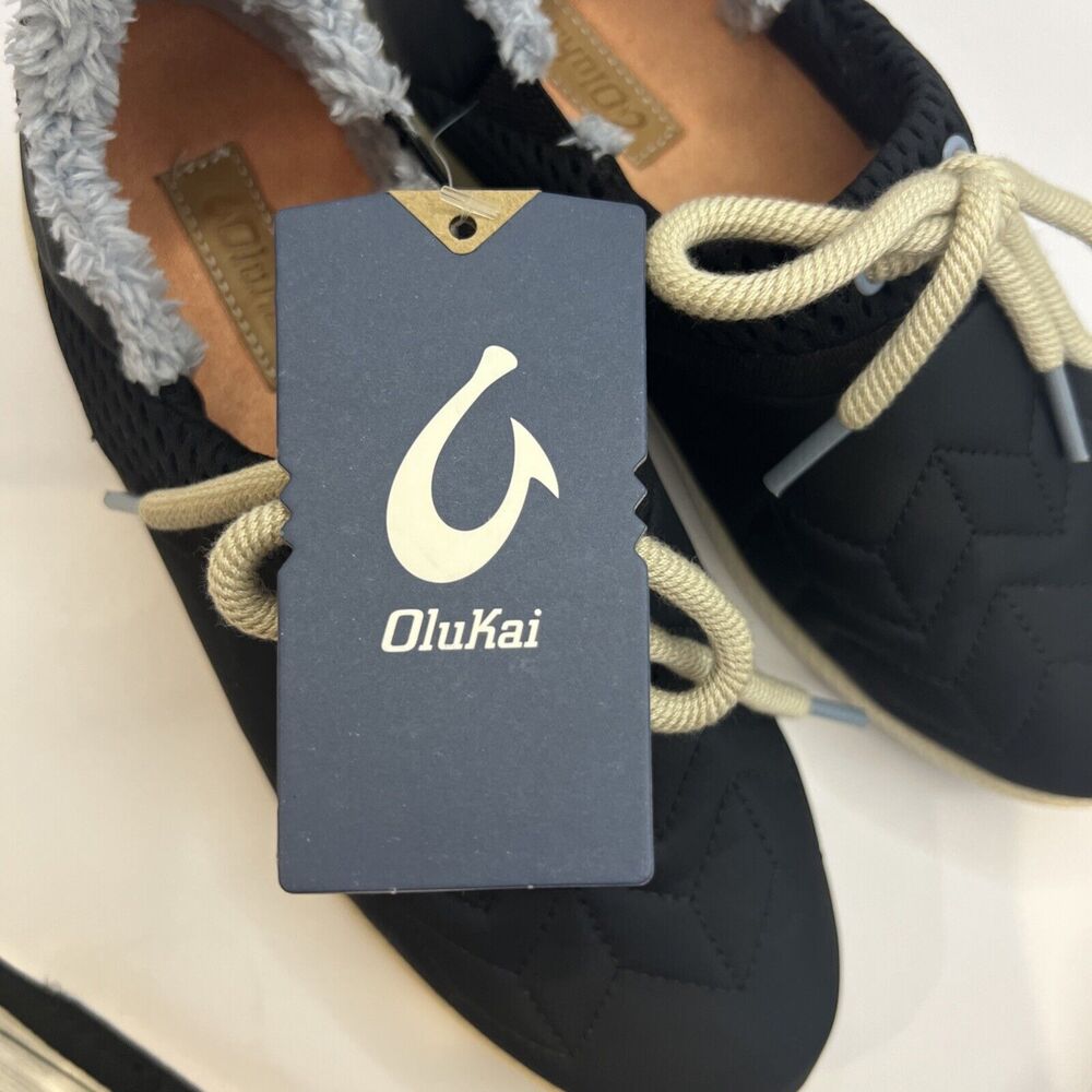 OLUKAI Mahiki Black / Black Slip On Shoes Slipper Women’s Sz8 New - Picture 7 of 9
